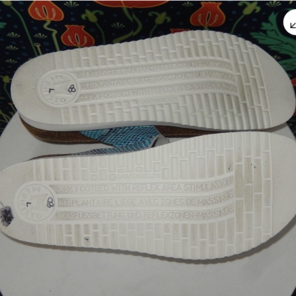 Mephisto Turquoise Blue White Helen Sandals Shoes 38 - Picture 6 of 6